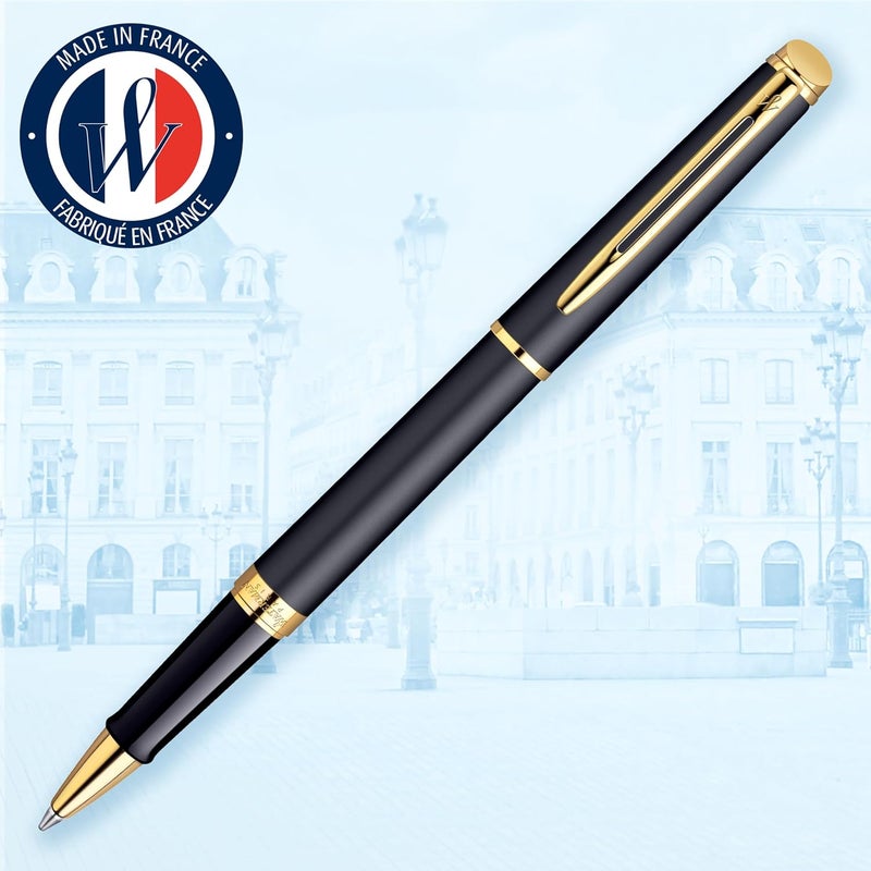 Waterman قلم رولر بالأسود من ووترمان هيميسفير مع تفاصيل ذهبية - Image 2